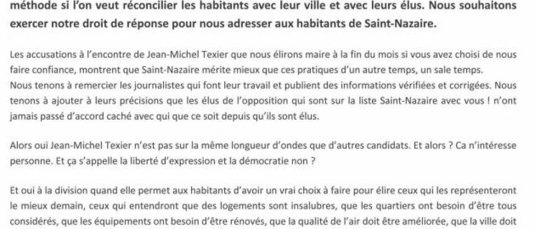 Jean-Michel Texier trahit par LaRem répond à une ignominie de la liste JEM